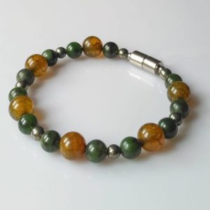 Náramek nefrit-achát-pyrit * Bracelet from nephrite, agate, pyrite