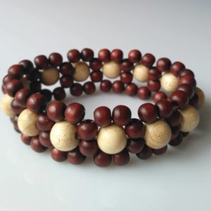 Náramek z dřevěných korálků tmavý * Wooden bead bracelet, dark