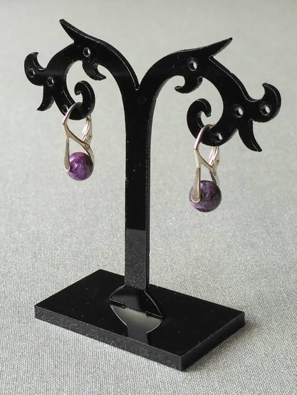 Náušnice čaroit, stříbrné * Charoite earrings, silver