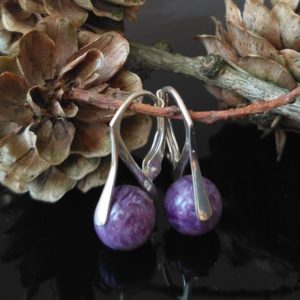 Náušnice čaroit, stříbrné * Charoite earrings, silver