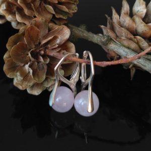 Náušnice růženín, stříbrné * Rose quartz earrings, silver