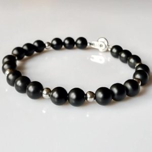 Náramek na přání onyx a chirurgická ocel * Bracelet from onyx and surgical steel