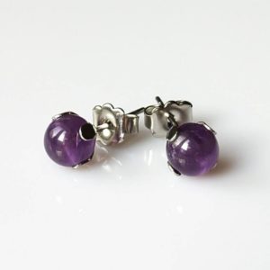 Náušnice ametyst puzety chirurgická ocel * Amethyst stud earrings, surgical steel posts