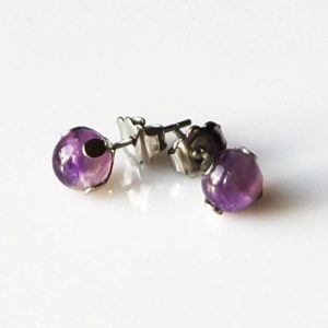 Náušnice ametyst puzety chirurgická ocel * Amethyst stud earrings, surgical steel posts