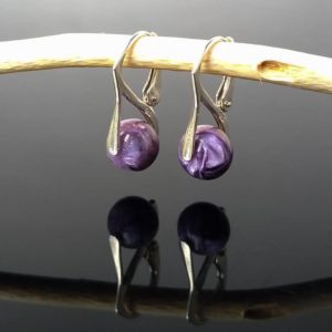 Náušnice čaroit, stříbrné * Charoite earrings, silver