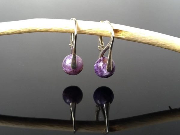 Náušnice čaroit, stříbrné * Charoite earrings, silver