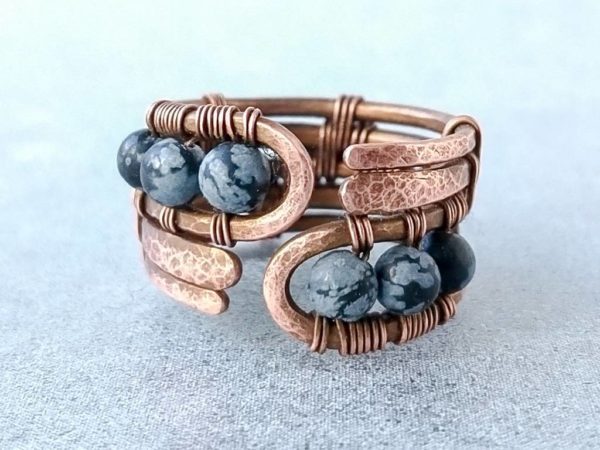 Prsten měděný s obsidiánem vločkovým * Snowflake Obsidian Copper ring