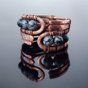 Prsten měděný s obsidiánem vločkovým * Snowflake Obsidian Copper ring