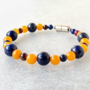 Náramek lapis lazuli-kalcit-granát * Bracelet from lapis lazuli, calcite and garnet