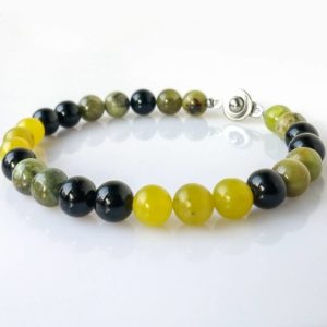 Náramek na přání křemen zelený-onyx-peridot * Custom bracelet from Green Quartz, Onyx and Peridot