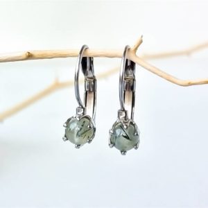 Náušnice s prehnitem * Prehnite surgical steel earrings