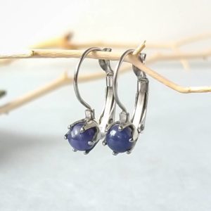 Náušnice s tanzanity * Tanzanite surgical steel earrings