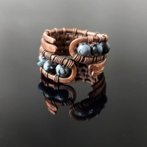 Prsten měděný s obsidiánem vločkovým * Snowflake Obsidian Copper ring